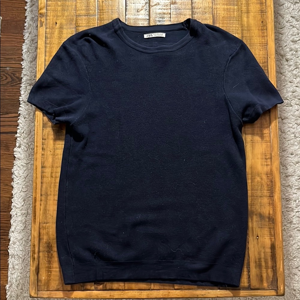Zara Men's Short Sleeve Tee - Navy